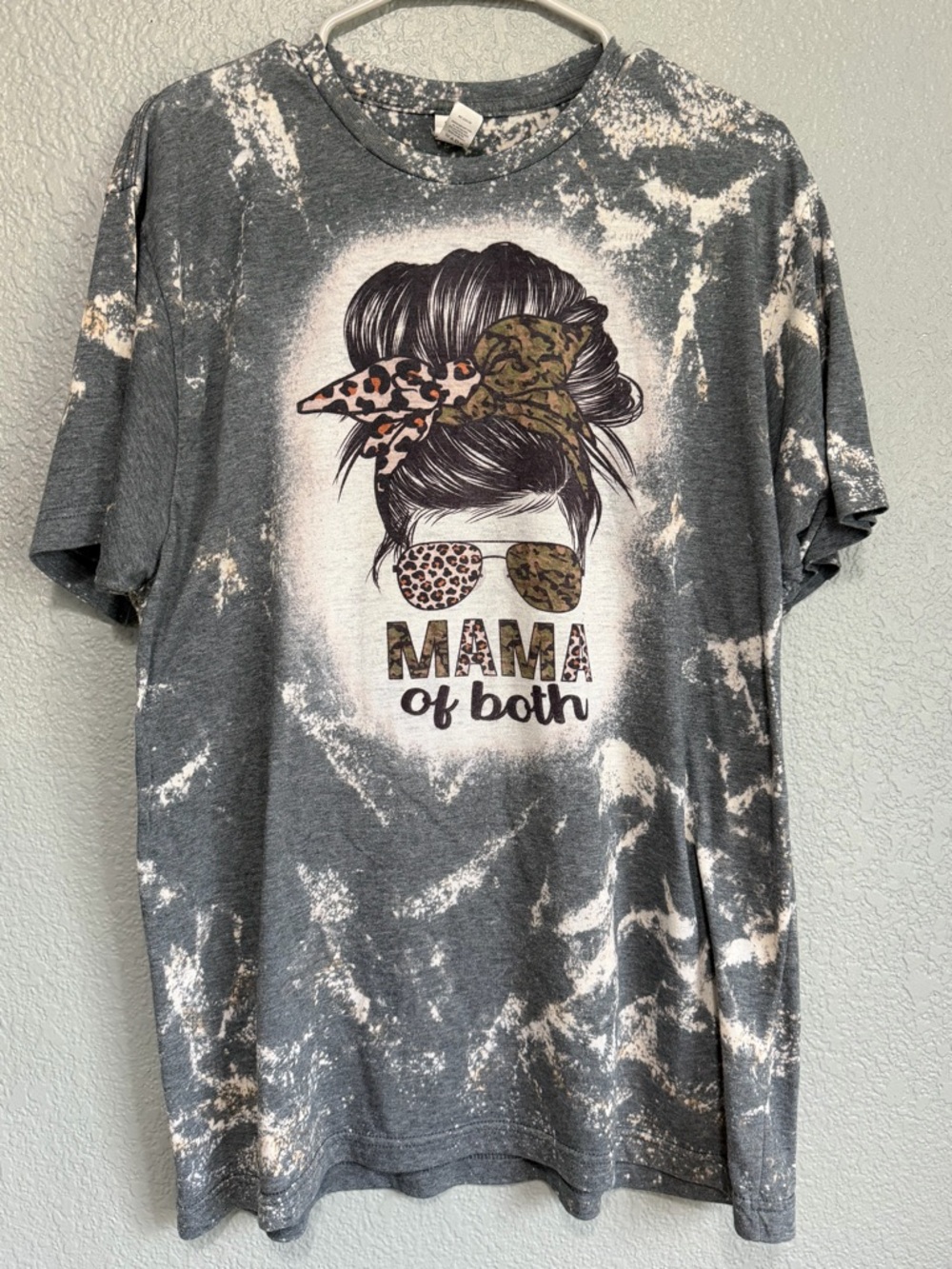 Mama of Both Grey Bleached Graphic Tee